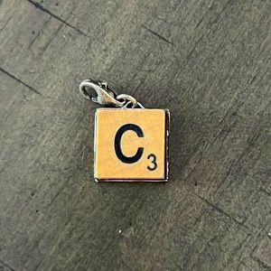 “C” Initial Scrabble Tile Charm Clips onto Charm Bracelet or Necklace